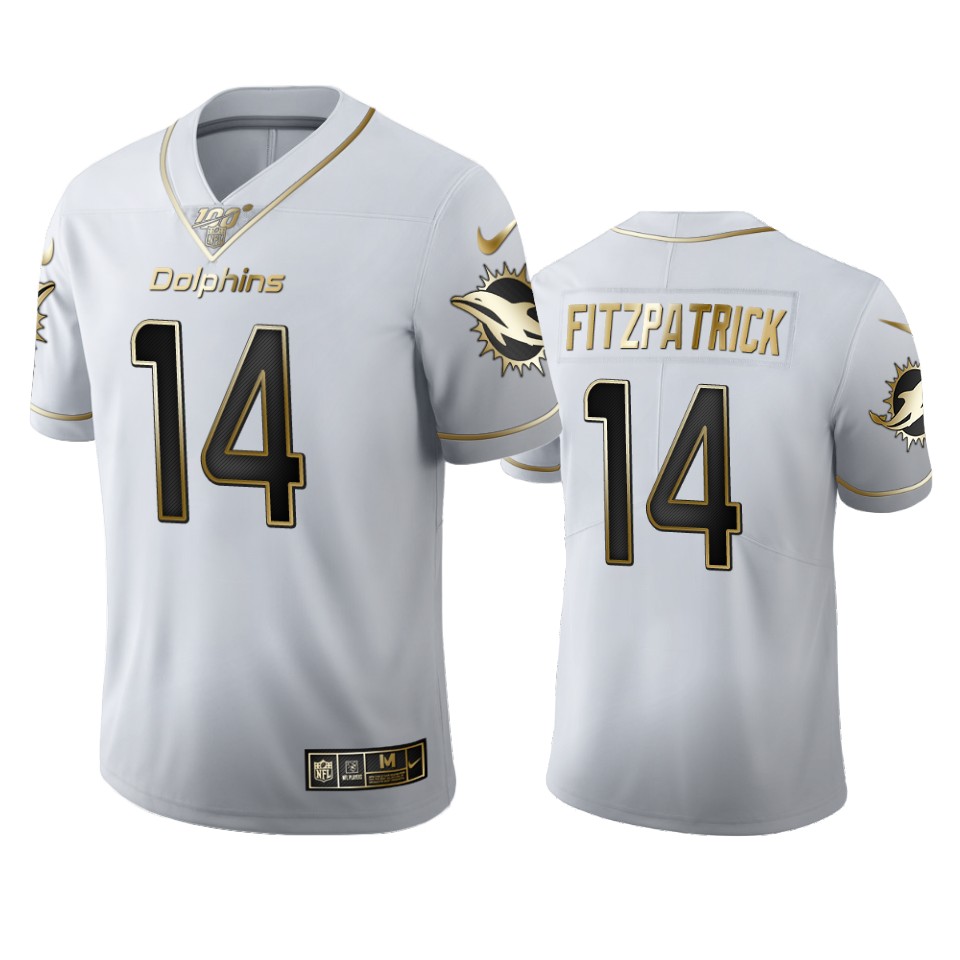 Miami Dolphins #14 Ryan Fitzpatrick Men Nike White Golden Edition Vapor Limited NFL 100 Jersey